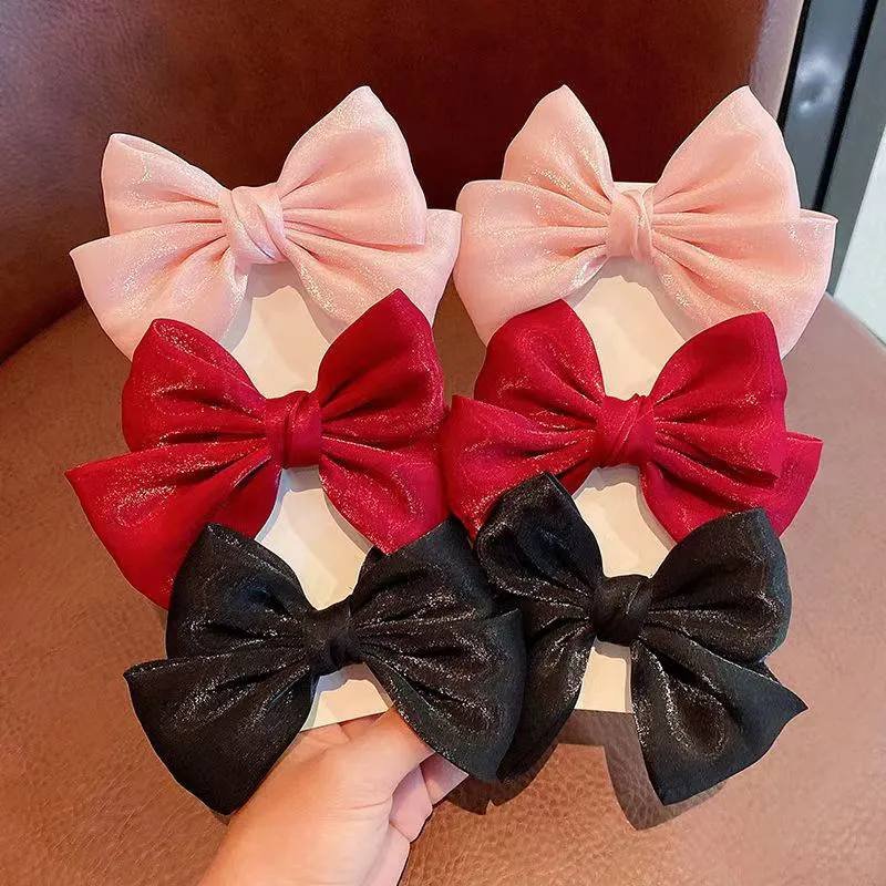 Elegant Satin Ribbon Hair Bow Clip Set for Girls & Women,2 pcs per set