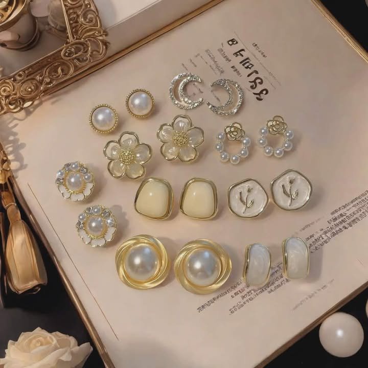 Pearl & Stone Stud Earrings