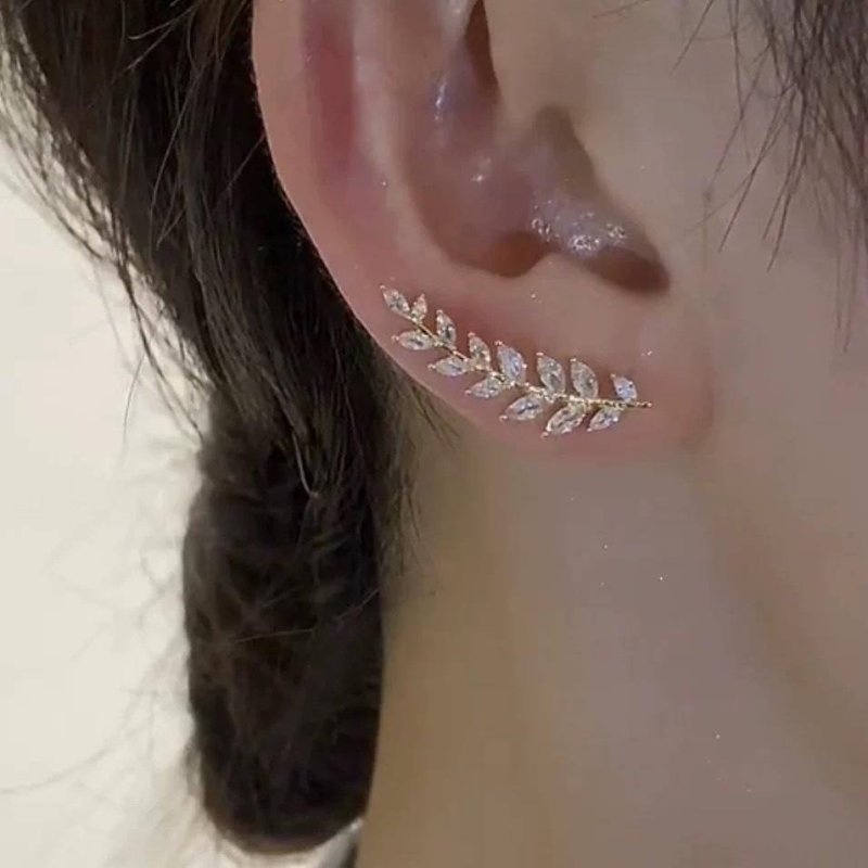 Luxury Leaf Crystal Earrings for Women